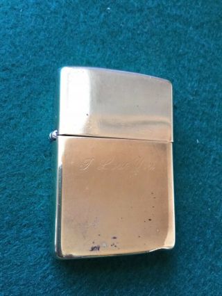 Vintage Zippo Lighter - Solid Brass With Jeweler Engraving April,  1993