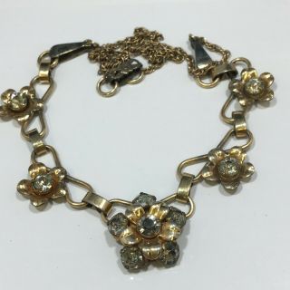 Vintage Barclay 1/20 12kt Gold Filled Rhinestone Flower Necklace