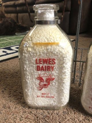 Vintage Lewes Dairy Farm Half Gallon Milk Glass Bottle Slightly Faded 3