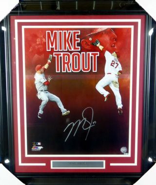 Mike Trout Autographed Signed Framed 16x20 Photo Los Angeles Angels Mlb 146658