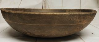 Antique Vintage Large Primitive Turned Wooden Dough Bowl 14.  75” By 4”