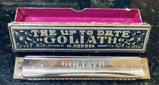 Vintage M.  Hohner Goliath Harmonica No.  453 Germany 24 Hole 48 Reeds Key C W/box
