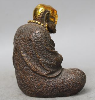 Chinese Fane Old Copper Bronze Gild Bodhidharma Dharma DaMo Buddha Statue 3