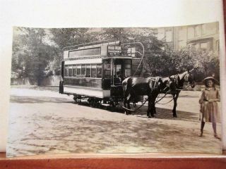A Horse Drawn Tram Car From York - Vintage Rp Real Photo Postcard C1906