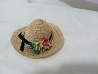 Vintage Woven Horsehair Hat Flowers & Chin Strap For Ginny Muffie Alexanderkins