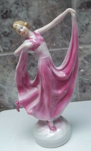 Vintage Art Deco Porcelain Dancing Lady Figurine 8455