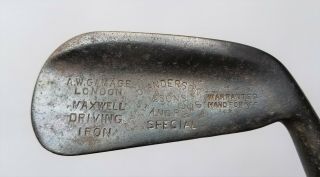 Antique hickory golf; Maxwell Driving Iron by Anderson for Gamage; vintage golf 2