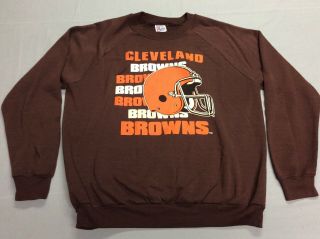 Vintage 80s Cleveland Browns Football Helmet Garan 50/50 Sweatshirt Adult Xl