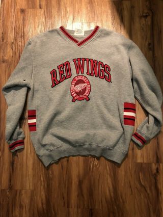 Red Wings Detroit Hockey Vintage Lee Sports Long Sleeve Sweater Vtg Size Medium