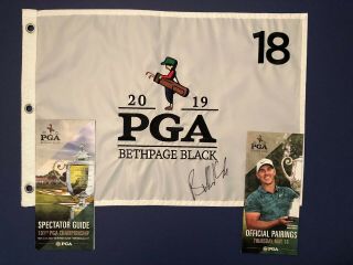 Brooks Koepka Signed 2019 Pga Championship Golf Flag Bethpage Flag 2x Winner