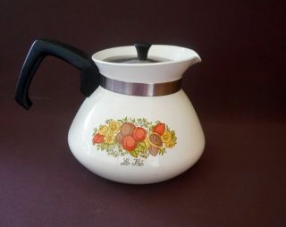 Corning Ware Vintage Spice Of Life 6 Cups P - 104 Teapot With Silver Lid