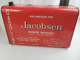 Vintage Jacobsen Power Mowers Metal Gas Gasoline Can - 1940 ' s - 2 1/2 Gallon 3