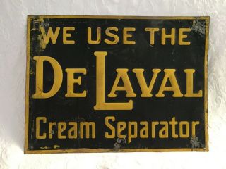 Authentic Vintage Delaval Cream Separator Tin Metal Sign 40s Embossed Dairy Adv