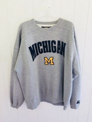 Vtg Men’s Starter University Of Michigan Wolverines Sweater Crew Neck Size Xl