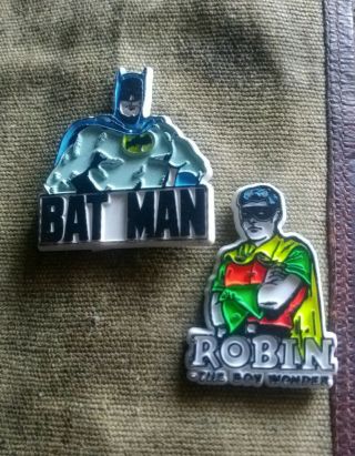 Vintage Classic Dc Comics " Batman And Robin " Plastic Fridge Magnets