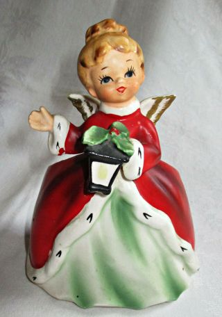 Vintage Napcoware Christmas Girl Angel W Lantern Figurine Planter X - 7260 Japan