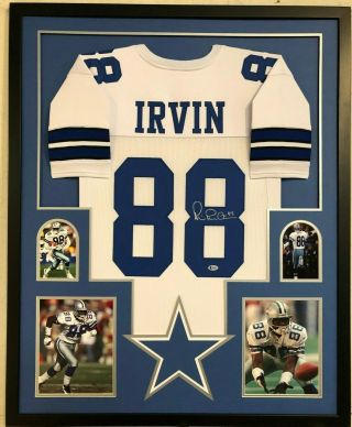 Framed Dallas Cowboys Michael Irvin Autographed Signed Jersey Bas
