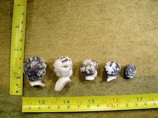 5 x excavated faded painted vintage victorian Doll head Hertwig age 1860 12397 3