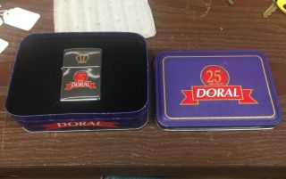 Doral 25th Anniversary Advertising Zippo Cigarette Lighter In Tin
