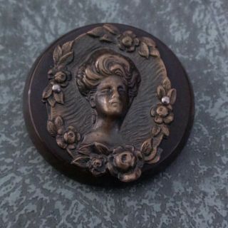 Vintage Bakelite Bronze Cameo Brooch