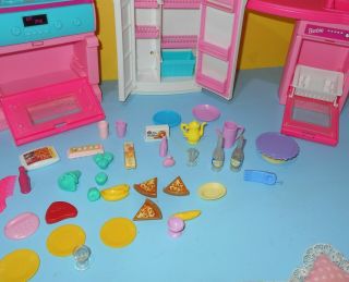 Barbie So Much To Do Kitchen Set Mattel 1994 Stove Fridge Sink Hutch w/ Food 3