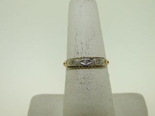 Antique 14kt White & Yellow Gold Diamond Ring Size 5