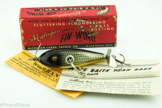 Vintage Michigan Fin Wing Antique Fishing Lure With Rare Paperwork Et15
