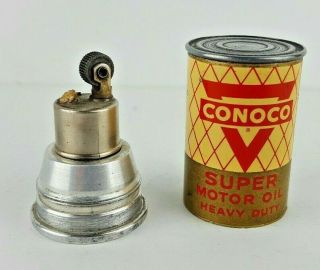 RARE Vtg Conoco Heavy Duty Oil Can Lighter Brownie Continental Okla 2