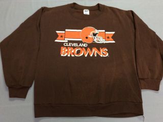 Vintage 80s Cleveland Browns Football Helmet Logo 50/50 Sweatshirt Adult Medium