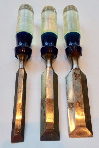 Vintage Witherby Woodchuck Chisel 3 Pc Set In Package 1/2 ",  3/4 ",  1 "