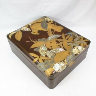 E305: Real Old Japanese Lacquer Ware Hand Box With Wonderful Great Korin Makie
