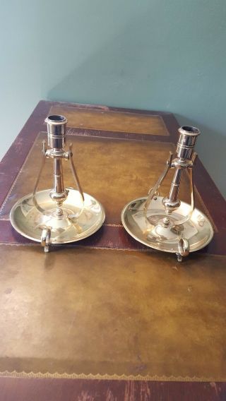 Vintage Baldwin Solid Brass Ship ' s Gimbal Nautical Candle Holders Candlesticks 2