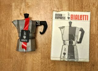 Vintage Bialetti Moka Express 1 Cup Espresso Coffee Maker w/ Paperwork Box Rings 2