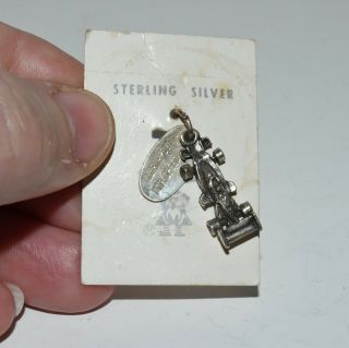 Vtg Indianapolis Mtr Speedway Sterling Silver Race Car Charm On Card