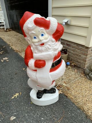 Vintage Santa Blow Mold Light Up Christmas Decor 44 " Tall By Union Products