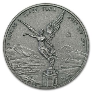 Antique Libertad - Mexico - 2019 2 Oz Silver Coin In Capsule