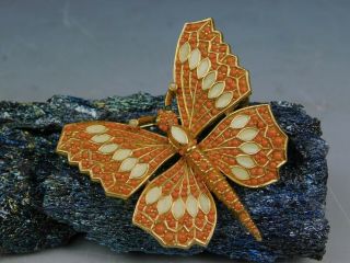 Vintage Ciner Pink Enamal Butterfly Brooch Pin 3