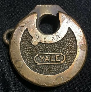 Vintage (i.  C.  R.  R. ) Illinois Central Rail Road Yale Brass 6 Lever Padlock