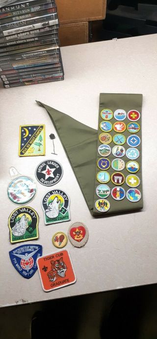 Vintage Boy Scouts Sash With Merit Badges & Pin