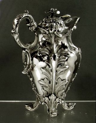 English Sterling Pitcher 1842 Henry Wilkinson - Hand Decorated