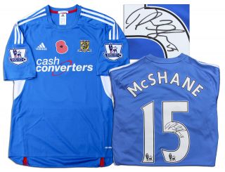Paul Mcshane Match Worn Hull City Football Shirt Signed