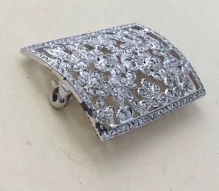 Vintage Sterling Silver 925 Marcasite Floral Pin EUS6 2