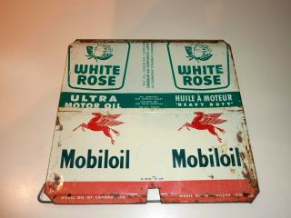 Motor Oil Can Empty Quart Gas Sign Vintage White Rose Mobil Maple Syrup Sap Lid