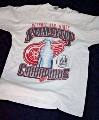 Vtg Detroit Red Wings 1997 Stanley Cup Champions T - Shirt Mens Size L Nhl Usa