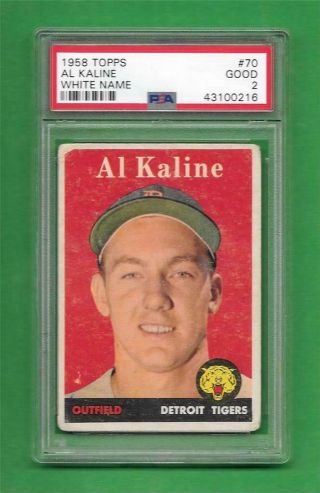 1958 Topps 70 Al Kaline Psa Good 2 Detroit Tigers Vintage Baseball Card