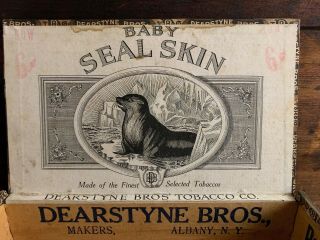 Rare Dearstyne Bros Baby Sealskin Cigar Box,  Albany Cigar Box