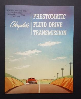 1950 Chrysler Transmission Brochure Car Sales Prestomatic Fluid Drive