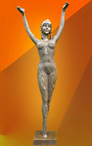 Art Deco Bronze Dourga Statue Signed Chiparus Figure Hot Cast Figurine Sculpture