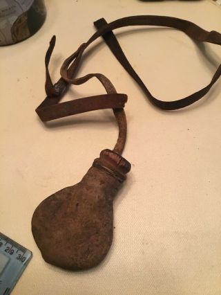 Revolutionary War 18th Century Leather Shot Bag With Strap Only 3 Inches