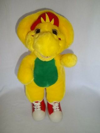 1994 Lyons Plush Bj Yellow Barney Dinosaur Red Plastic Sneakers Stuffed Vtg Toy
